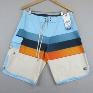 Billabong Boardshorts Mens 32 Blue Orange Striped Recycler 73 Pro Surf Swim 1359